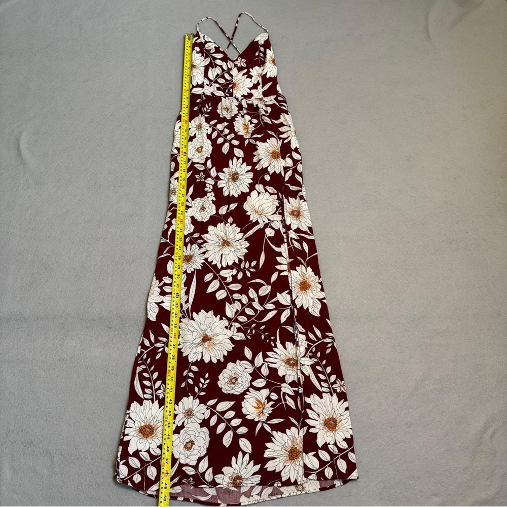 Forever 21 Boho Festival Floral Maxi Dress | XS | Y2K Burgundy White - Picture 2 of 8